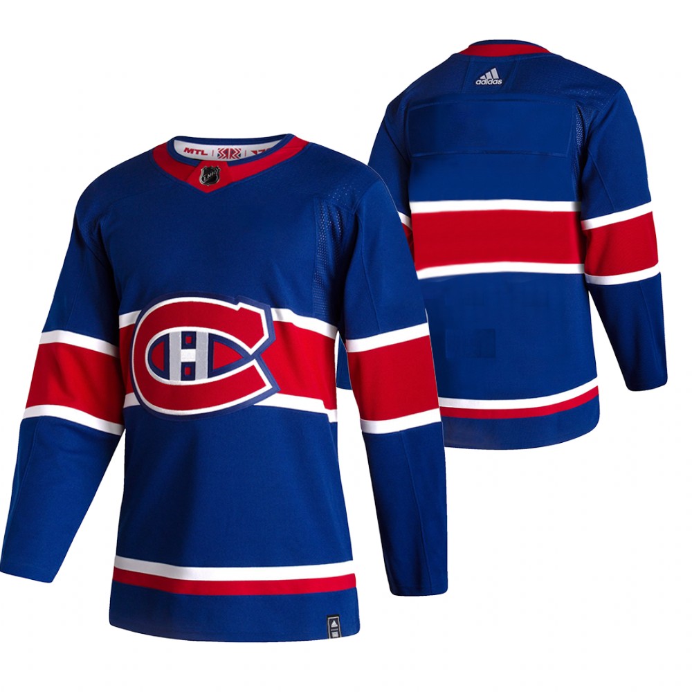 Cheap 2021 Adidias Montreal Canadiens Blank Blue Men Reverse Retro Alternate NHL Jersey